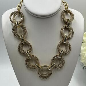 J. Crew‎ Vintage Pave Interlocking Linked Double Link Baguette Crystal Necklace